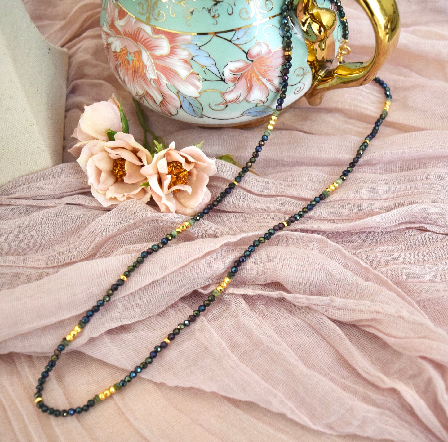 Mixed gemstone Necklaces ( Green Pyrite )